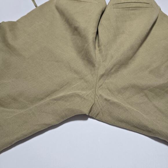 Zara Linen Cotton Blend Pants XL Tan Drawstring Straight Leg Trousers Pockets - Picture 11 of 11